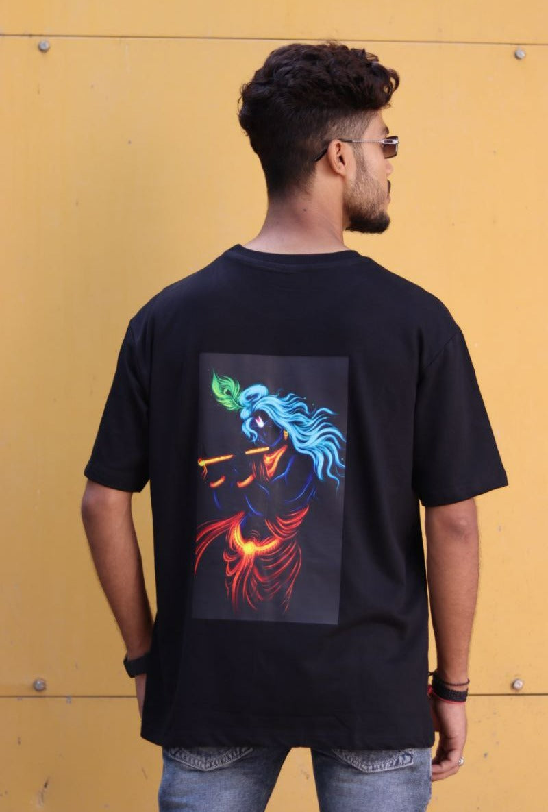 krishna print oversize tshirt dropshoulder tshirt, thenovaindia , Nova India