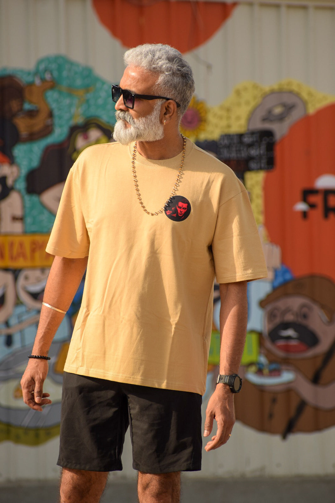 ram bhagwan oversize tshirt , dropshoulder tshirt , biege colour tshirt , pure cotton tshirt , thenovaindia , Nova India