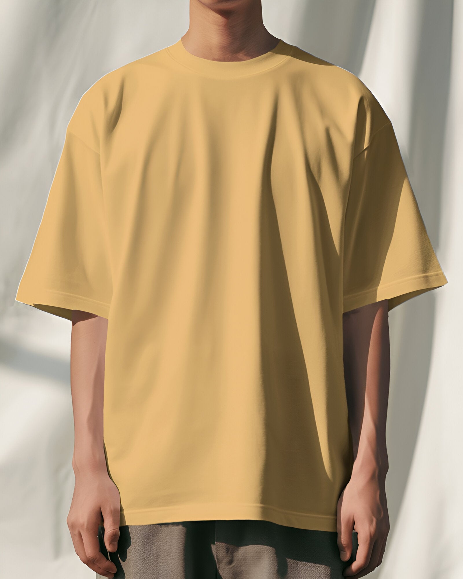 biege colour tshirt, oversize tshirt, dropshoulder tshirt, solid colour tshirt, thenovaindia, Nova India